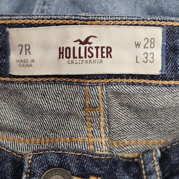 Y2K Hollister Cut-Off Low-Rise Jean Shorts Juniors 7R Blue Thrashed Grunge Boho - Picture 2 of 9